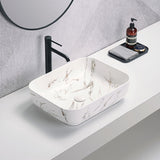 Above Counter Basin Rectangular Matte White Carrara With Gold Vein 500x390x130mm
