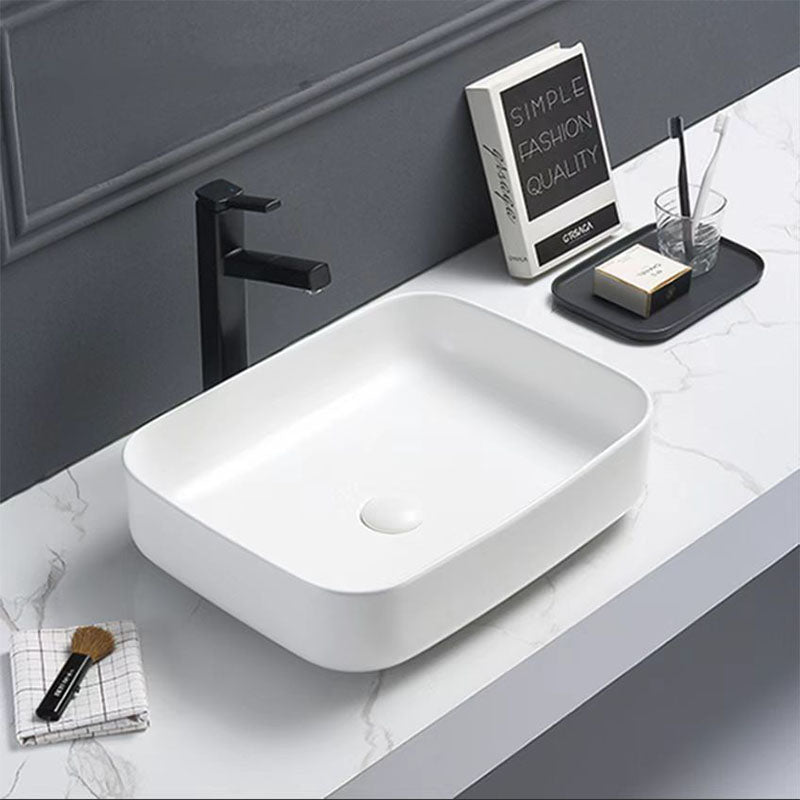 Above Counter Basin Rectangular Matte White 500x390x130mm