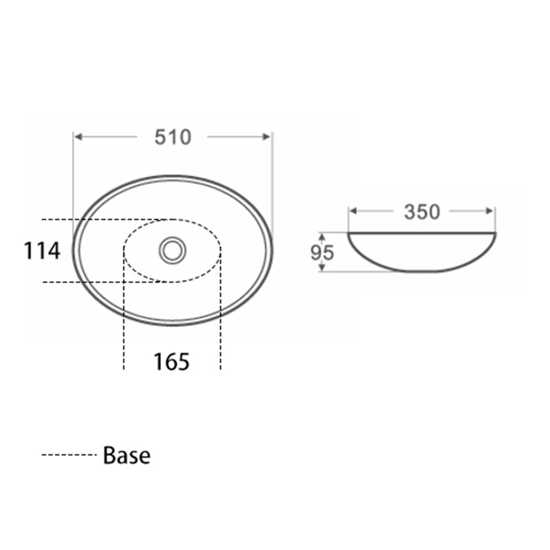 Above Counter Basin Boat Gloss White 510x350x95mm