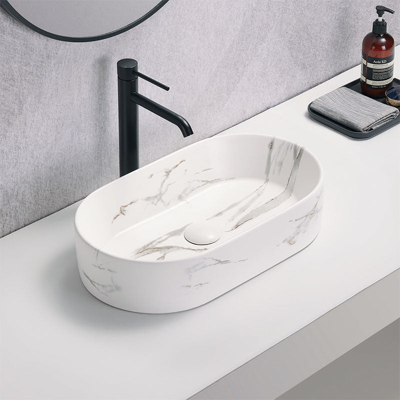 Above Counter Basin Oval Matte White Carrara 525x300x115mm
