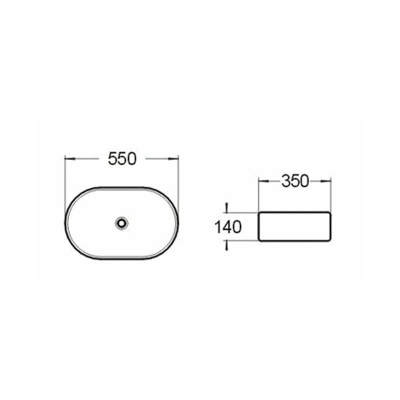 Above Counter Basin Oval Gloss Black And White 550x350x140mm