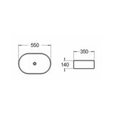 Above Counter Basin Oval Gloss Black And White 550x350x140mm