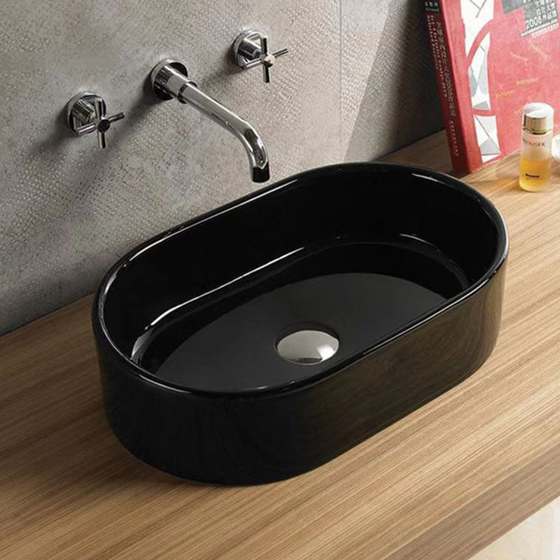 Above Counter Basin Oval Gloss Black 550x350x140mm