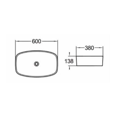Above Counter Basin Soft Square Gloss White 600x380x138mm