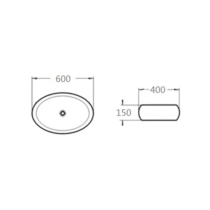 Above Counter Basin Oval Matte Black 600x400x150mm