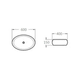 Above Counter Basin Oval Matte Black 600x400x150mm