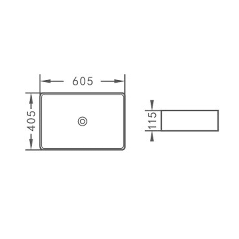 Above Counter Basin Square Gloss White 605x405x115mm