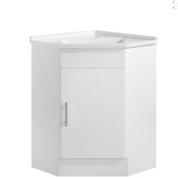 Corner Series (PC60) Gloss White 580x580x820mm Back to Corner Vanity with Poly Marble Top (CN)