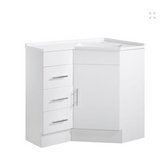 Corner Series (PC60) Gloss White 880x580x820mm Back to Corner Vanity with Poly Marble Top (CN)