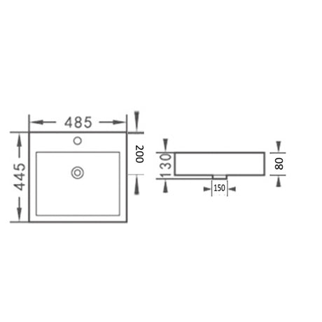 Insert Basin With Overflow Gloss White 485x445x130mm