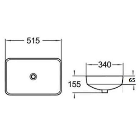 Insert Basin Matte Black 515x340x155mm
