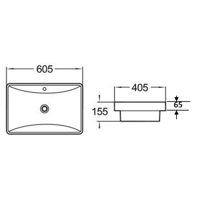 Insert Basin With Overflow Gloss White 605x405x155mm