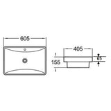 Insert Basin With Overflow Gloss White 605x405x155mm