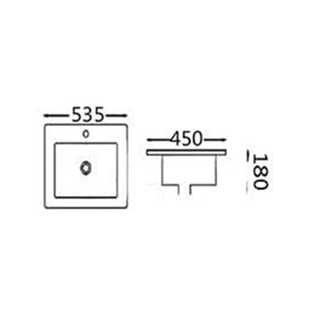 Insert Basin With Overflow Gloss White 535x450x180mm