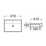 Semi Recess Basin With Overflow Gloss White 410x410x140mm