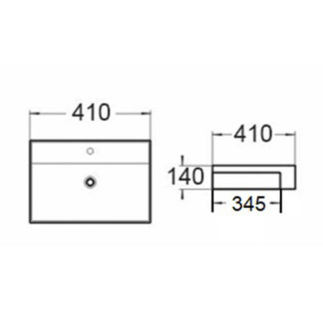 Semi Recess Basin With Overflow Gloss White 410x410x140mm