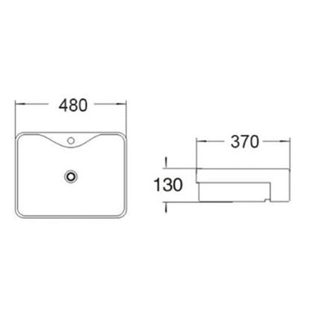 Semi Recess Basin Gloss White 480x370x130mm