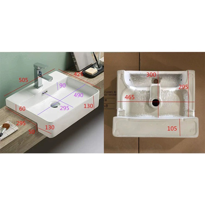 Semi Recess Basin With Overflow Gloss White 505x420x130mm