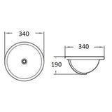 Under Counter Basin With Overflow Gloss White 340x340x190mm