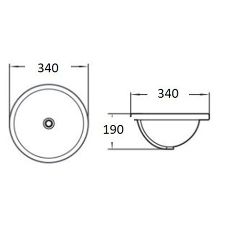 Under Counter Basin With Overflow Gloss White 340x340x190mm