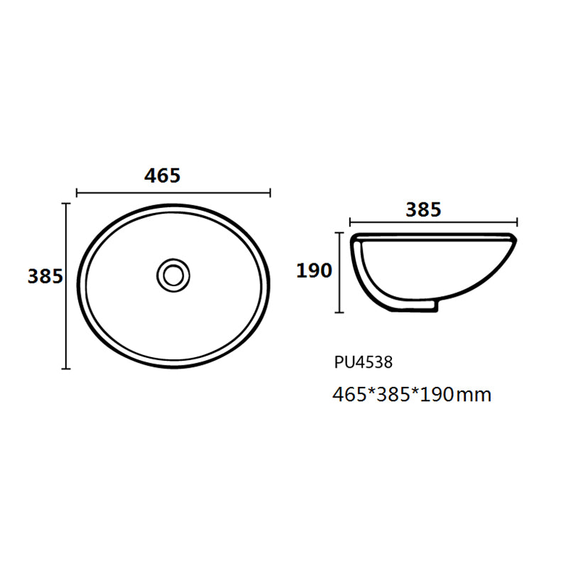 Under Counter Basin With Overflow Gloss White 465x385x190mm