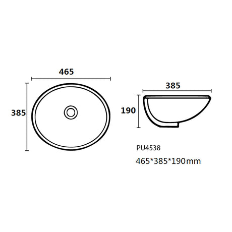 Under Counter Basin With Overflow Gloss White 465x385x190mm