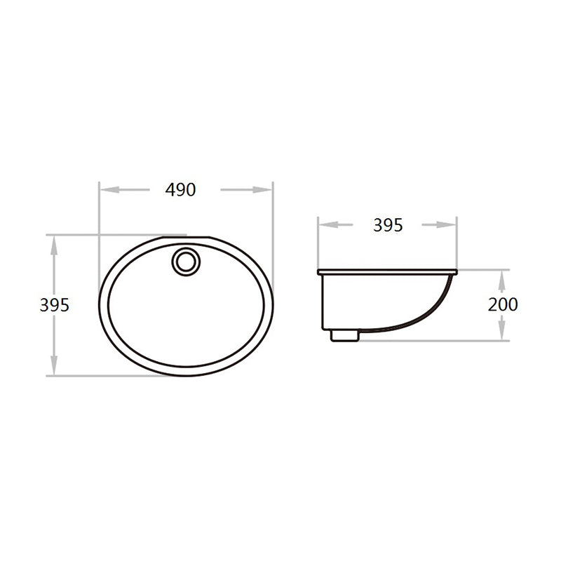 Under Counter Basin With Overflow Gloss White 495x395x200mm