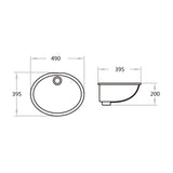 Under Counter Basin With Overflow Gloss White 495x395x200mm