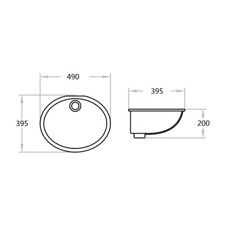 Under Counter Basin With Overflow Gloss White 495x395x200mm