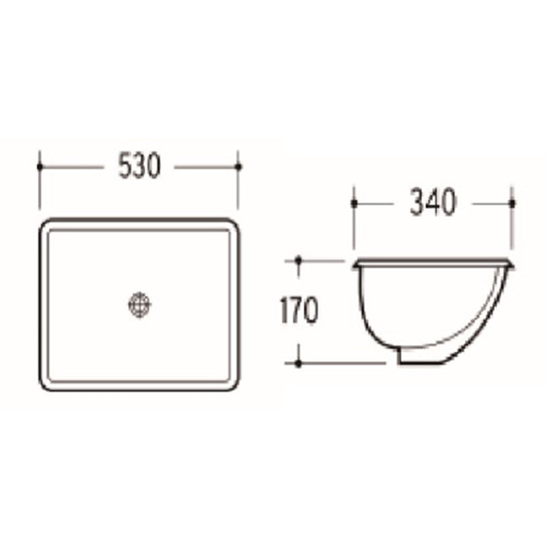 Under Counter Basin With Overflow Gloss White 530x340x170mm