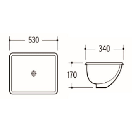 Under Counter Basin With Overflow Gloss White 530x340x170mm
