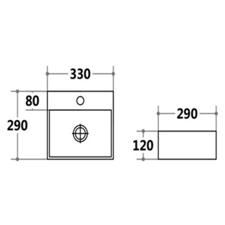 Above Counter/Wall Hung Basin Gloss White 330x290x120mm
