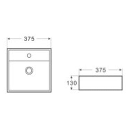 Above Counter/Wall Hung Basin With Overflow Gloss White 375x375x130mm