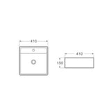 Above Counter/Wall Hung Basin With Overflow Gloss White 405x405x150mm