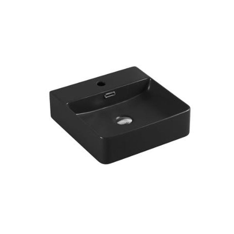 Above Counter/Wall Hung Basin With Overflow Matte Black 420x420x120mm
