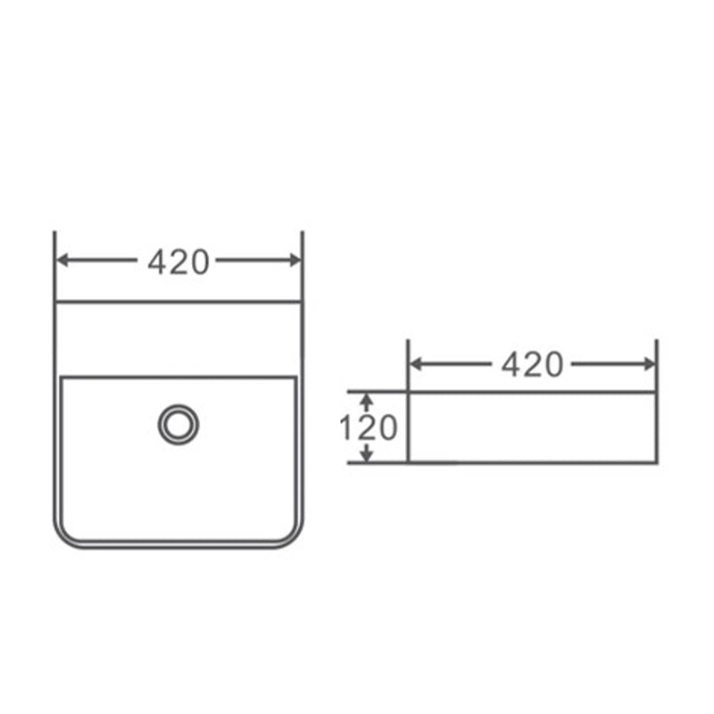 Above Counter/Wall Hung Basin No Tap Hole With Overflow Gloss White 425x425x130mm