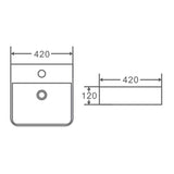 Above Counter/Wall Hung Basin With Overflow Matte White 420x420x120mm