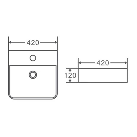 Above Counter/Wall Hung Basin With Overflow Matte Black 420x420x120mm