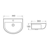 Wall Hung Basin With Overflow Gloss White 440x360x180mm