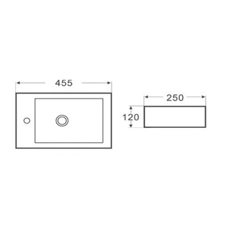 Wall Hung Basin Right Hand Bowl Gloss White 455x250x120mm