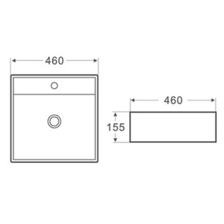Above Counter/Wall Hung Basin With Overflow Gloss White 460x460x155mm