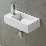 Wall Hung Basin Right Hand Bowl Gloss White 500x250x130mm