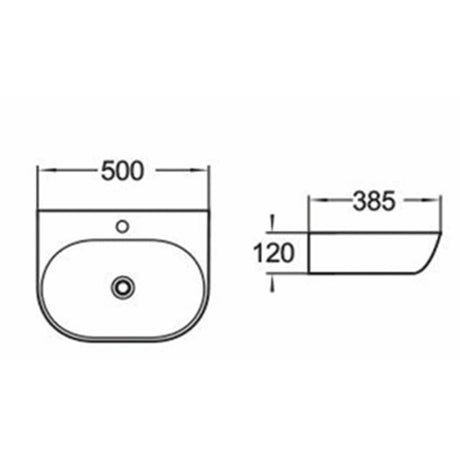Wall Hung Basin Gloss White 500x385x120mm