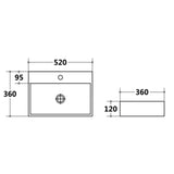 Above Counter/Wall Hung Basin Gloss White 520x360x120mm