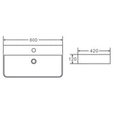 Above Counter/Wall Hung Basin With Overflow Gloss White 600x420x120mm