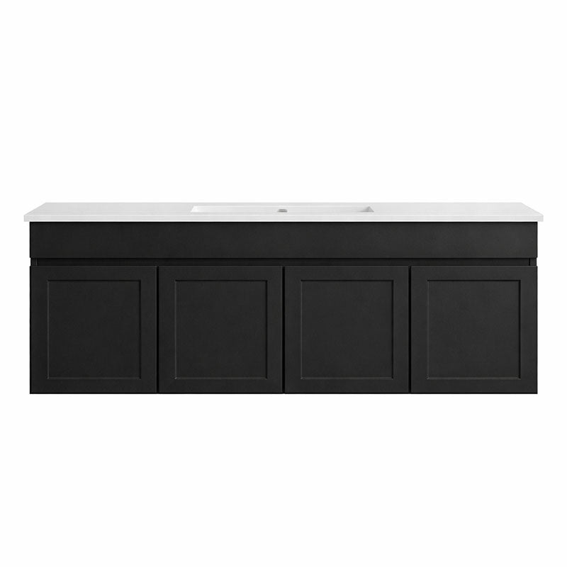 Paris Series Matt Black 1500x455x520mm VANITY SET With Ceramic Slimline Top