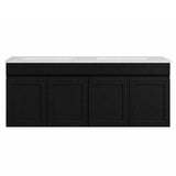 Paris Series Double Bowl Matt Black 1800x455x520mm VANITY SET With Stone Top & Ceramic Undermount Basin