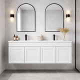 Paris Series Double Bowl Matt White 1800x455x520mm VANITY SET With Flat Stone Bench Top Only