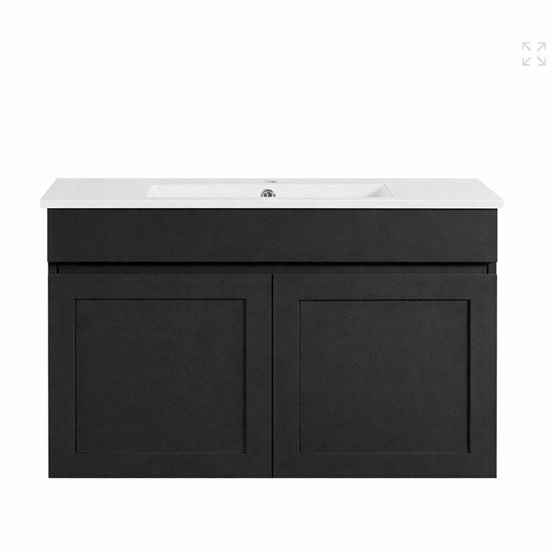 Paris Series Matt Black 900x455x520mm VANITY SET With Ceramic Slimline Top