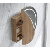 LED Pearl Collection Round Shaving Cabine Natural Timber 800x800x130mm